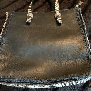 Leather and calf hair zebra laptop/ document bag
